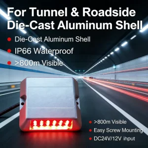 Industrial Tunnel LED Road Stud LRSA2 Die Cast Aluminum Alloy High Impact Resistance IP66 Waterproof Direct Wall Mounting