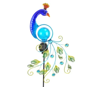 Iron Solar Peacock Decorative Garden Light Outdoor Waterproof LED Stake Light for Lawn Patio