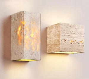 Japanese Style Bedroom Bedside Wall Lamp, Yellow Cave Stone Retro Villa Courtyard Outdoor Waterproof Wall Lamp