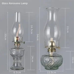 Kerosene Hurricane Lantern for Outdoor Camping, Patio, and Garden, Glass and Iron