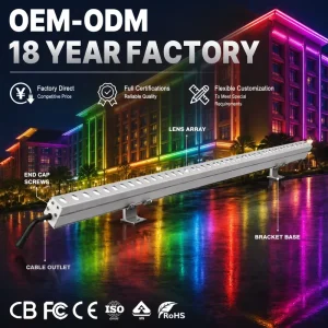 LED Aluminum Wall Washer Light IP65 13W RGBW 24V for Building