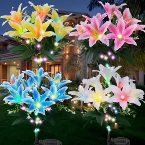 LED Artificial Flower Garden Lights Outdoor Decorative Solar Powered Waterproof for Yard Pathway Lawn Garden Decor