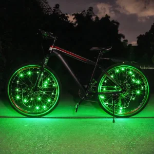 LED Bike Wheel Lights Pack of 2 Tire Lights Bright Green Bicycle Light Decoration Accessories for Riding at Night