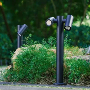 LED Garden Landscape Light Aluminum Housing Pillar Lamp Rotating Head Black IP65 Waterproof AC85-265V 12V 24V Outdoor Lawn