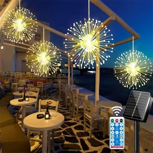 LED Garden Light Hanging Firework Chandelier Christmas Festival Decorative Lighting Solar String Lights Outdoor Waterproof