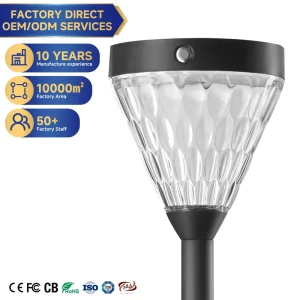 LED Lawn Bollard Light Waterproof Solar Garden Lighting for Walkway Patio Yard