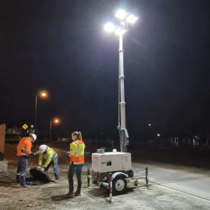 LED Light Tower 4 Head Diesel Powered Portable Lighting Tower Hydraulic Mast Towable Jobsite Lighting System