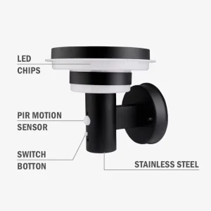 LED PIR Motion Sensor Wall Light Stainless Steel Outdoor Security Lighting