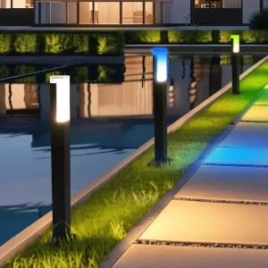 Modern 24V LED Bollard Light Outdoor IP65 Waterproof Aluminum Square Garden Pathway Landscape Lighting