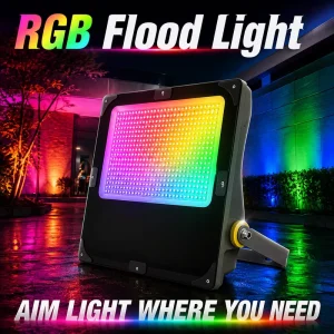 LED RGB Flood Light 50W 300W IP66 Waterproof Industrial Outdoor Square Shape Stadium Flood Lights