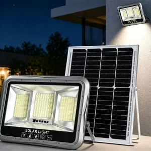 LED Solar Flood Light 300W IP67 Waterproof Remote Control Adjustable Lithium Battery Dimmable ABS Plastic for Road