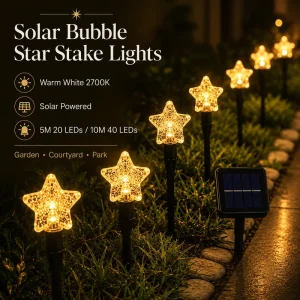 LED Solar Lighting Outdoor Night Waterproof Garden Decorative Lamps IP44 Rated Warm White 3500K Dimmable Courtyard Light