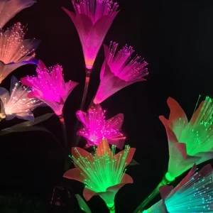 LED Solar Lily Lantern Landscape Decorative Lamp IP65 Waterproof Rechargeable Wireless Control Outdoor RoHS Fiber Light