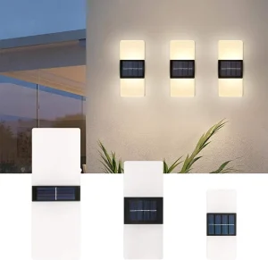 LED Solar Wall Light Modern Acrylic Lamp for Outdoor Porch Patio Garden Wall Mounted LED Light for Entryway Exterior Door Sconce