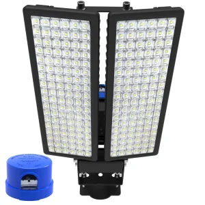LED Street Floodlight 200W Warm White IP67 Waterproof Light Sensor Dusk to Dawn Outdoor Road Parking Lot Security Lighting