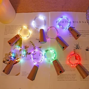 LED Wine Bottle Stopper String Lights PVC Body IP44 Rated 50,000 Hours Lifespan Colorful Lights Gift Box Flower Decoration