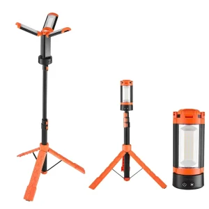 LED Work Light Stand, 10Ah Rechargeable, Cordless Camping Light, 3 Detachable Lamp Heads, 2200 Lumens, 3rd Generation