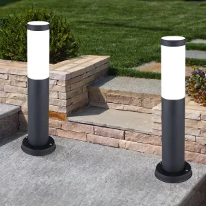 Landscape Stainless Steel Cylinder IP44 Outdoor Waterproof LED E27 Garden Lawn Light Bollard Round