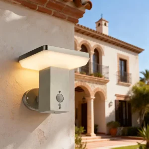 Landscape Waterproof Stainless Steel Square Shape 3 Modes Motion Sensor LED Solar Powered Outdoor Wall Lights