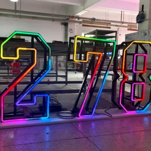 Large 4ft Collapsible LED RGB Neon Frame Marquee Letter Number Light for Party Event Festival Decoration