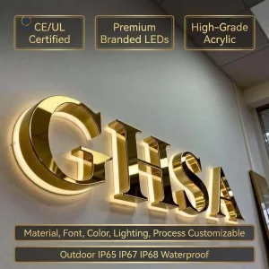 Laser Cut Brush Mat Metal Backlit Letter Custom 3d logo Light Sign Led Illuminated Letter Business Sign for Business Outdoor