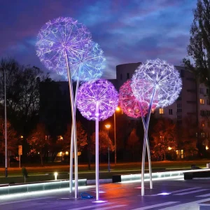 Lawn Fiber Optic Dandelion Lights Outdoor Landscape Festival Courtyard Park Hotel Villa Decoration Tree Lights