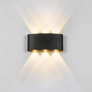 Led Aluminum Outdoor Indoor Ip65 Up Down White Black Modern Wall Lamp for Home Stairs Bedroom Bedside Bathroom Light