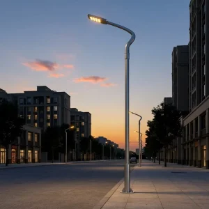 Manufactory Hot Dip Galvanized Polygonal Stainless Steel Street Light with Double Arms Waterproof 5-Year Warranty