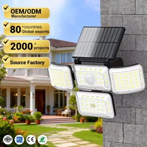 Manufacturer Outdoor Lighting IP67 Waterproof Security Motion Sensor Solar External Exterior Led Wall Light