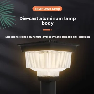 Manufacturer’s Aluminum Solar LED Square Pillar Lights Light Sensor Control CRI 90 2-Year Warranty for Garden Outdoor Use IP65