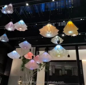 Mechanical Peony Flower Pendant Ceiling Light, Dynamic Up/Down Chandelier