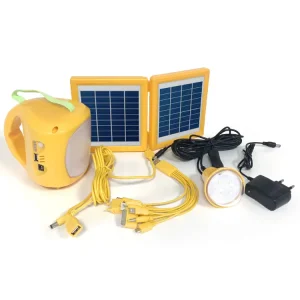 Mini Portable LED Work Flood Light Kit with Solar Lighting System and 3 Bulbs