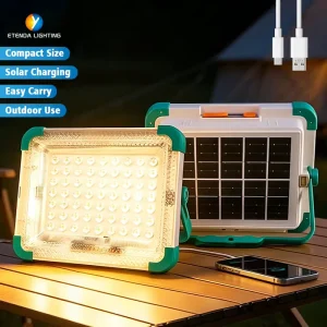Mini Solar LED Flood Light ABS IP65 Portable Outdoor Rechargeable Security Lighting for Garden and Camping