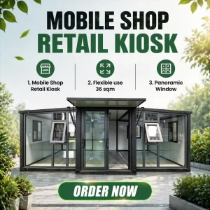 Mobile Restaurant Panoramic Floor to Ceiling Windows Expandable Container House Portable Food Bar for Street Business Investment