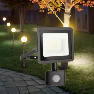 Modern 30 Watt Motion Sensor LED Night Light IP66 Aluminum Security Floodlight Outdoor Garage Doorway Garden Path
