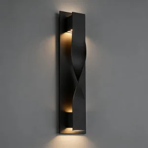 Modern Art S-Shaped Hollow Wall Sconce Matte Black Outdoor LED Wall Lamp
