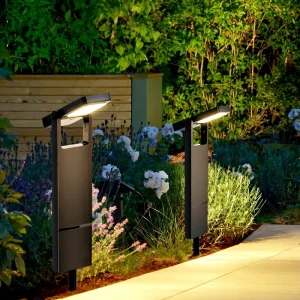 Modern Black Outdoor Solar Lawn Lights ABS IP65 Waterproof Garden Path Driveway Front Yard LED Solar Pathway Lights