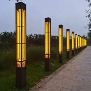 Modern Chinese Style Outdoor LED Pillar Light for Driveway Walkway Yard Garden Landscape
