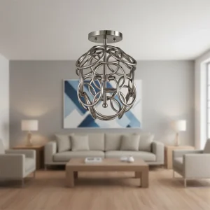 Modern Circular Hollow LED Ceiling Lamp with Glass Bulbs, Surface-Mounted