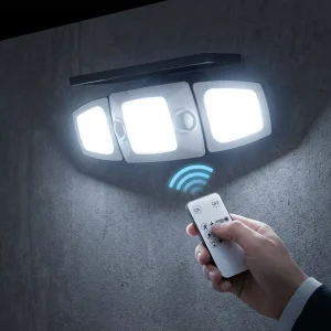 Modern Design Solar Wall Light 3 Heads Adjustable PIR Sensing Mode Super Bright Outdoor Security Sconce for Pool and Deck