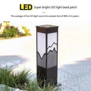 Modern IP55 Solar LED Bollard Light Outdoor Garden Post Lamp for Landscape Decorative Pathway Lawn