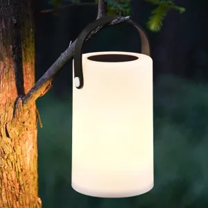 Modern Indoor Outdoor IP44 Solar LED RGB Plastic Table Lamp Portable Cordless Cylinder USB White Dimmable Garden Yard