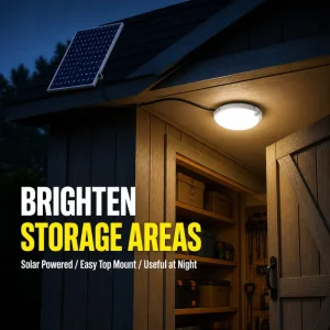 Modern LED Solar Ceiling Light with Voice Control, IP65 Waterproof, Aluminum and PC Construction for Indoor and Outdoor Use