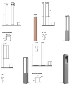 Modern Outdoor Bollard Lamp Walkway Pathway Lantern Villa Outdoor Bollard Lamp Pathway