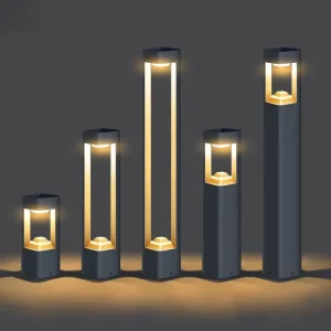 Modern Outdoor Bollard Lights with Die Cast Aluminum Housing IP65 Protection for Garden Pathways and Landscape Pillar Lighting