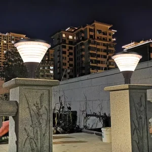 Modern Outdoor Solar LED Pillar Light E27 IP65 Waterproof Aluminum Glass Black 48x48cm Dimmable Multi Color Temperature