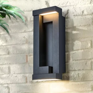 Modern Outdoor Wall Lamp IP65 Rust Proof 2200 Lumens Adjustable Triangular LED Textured Black Frosted Glass for Courtyards Wall