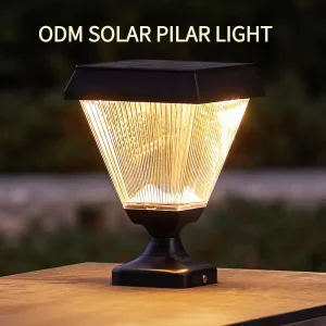 Modern Simple Black Solar Courtyard Pillar Lights IP44 Waterproof LED Dimmable Multi-Color Temperature for Outdoor Villa