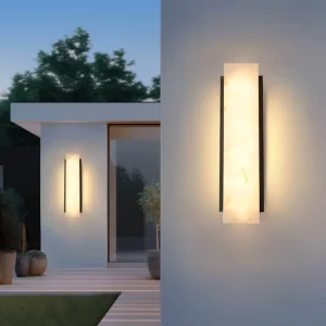 Modern Simple IP65 Waterproof Stainless Steel Outdoor Wall Lamp Long Marble Strip Square Garden Balcony Aluminum Iron ROHS