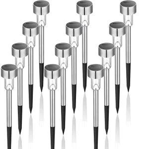 Modern Solar Lights Outdoor Waterproof 12 Pack LED Garden Lights Patio Lawn Yard Landscape Cold White